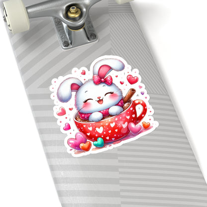 Cute and Sweet Little Love Bunny Valentines -Kiss-Cut Sticker-My Bright Side Clothing