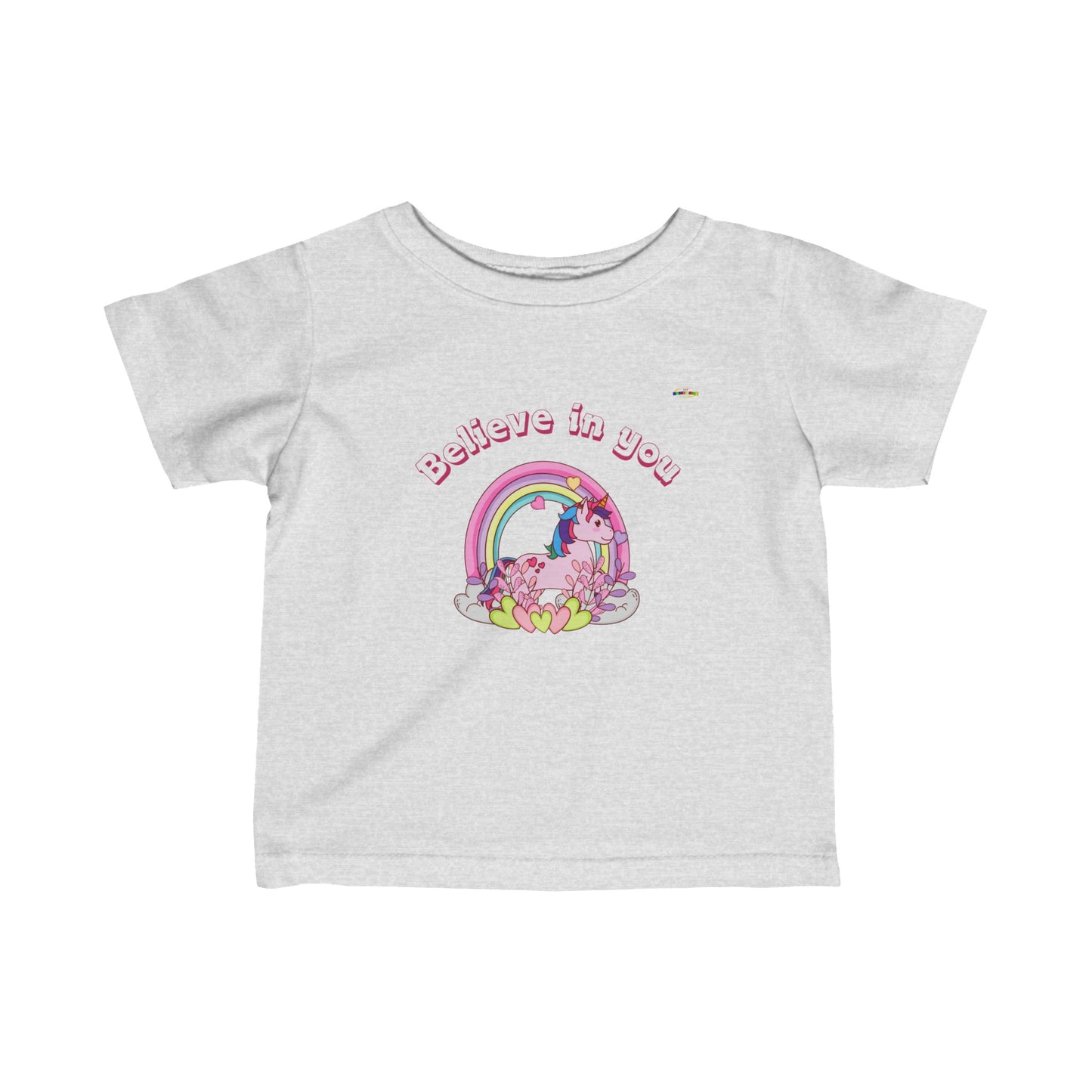 Cute Believe in you Rainbow Unicorn Logo Infant Fine Jersey Tee-My Bright Side Clothing