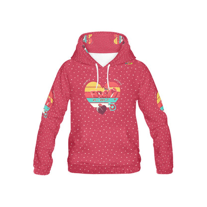 Red Retro Heart Pattern and Graphic Children's Hoodie-My Bright Side Clothing