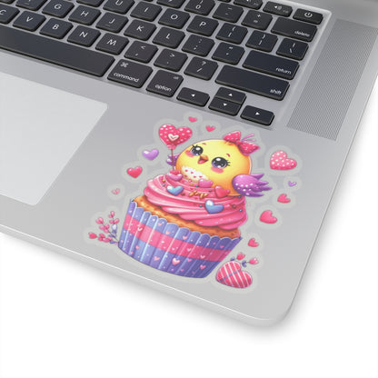 Cute and Sweet Little Cupcake Chick Valentines -Kiss-Cut Sticker-My Bright Side Clothing