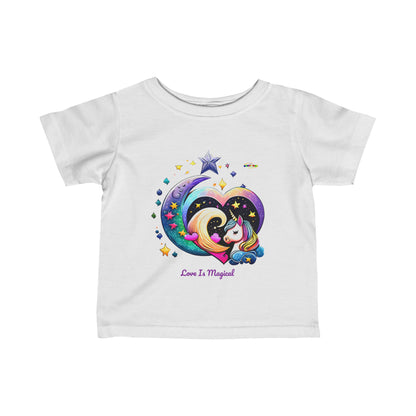 Cute Rainbow Heart Love is Magical Unicorn Graphic Infant Fine Jersey Tee  -My Bright Side Clothing