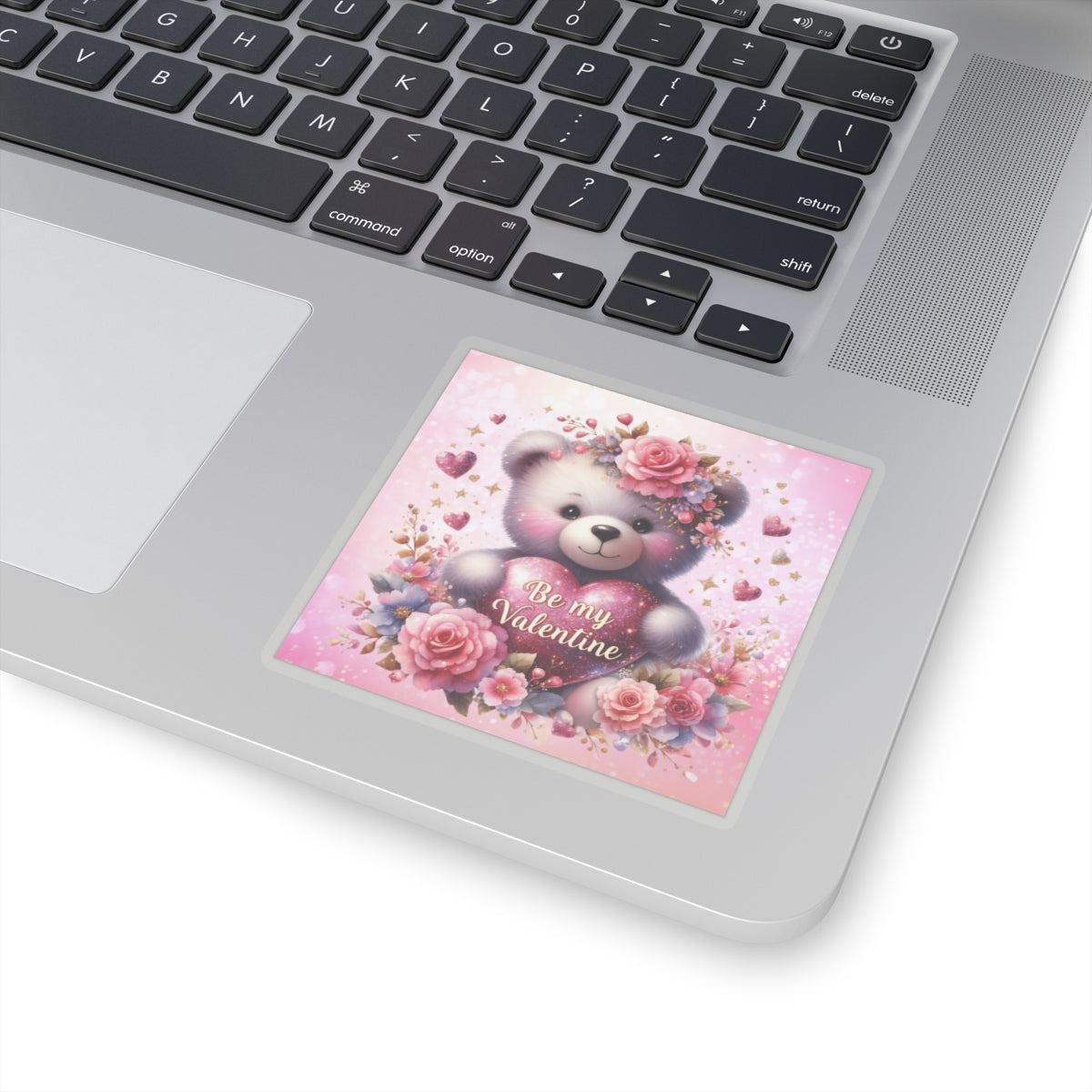 Cute Pink Teddy Bear Valentines Kiss-Cut Sticker-My Bright Side Clothing