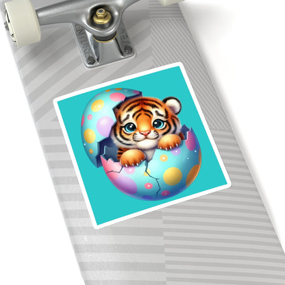 Cute and Sweet Little Tiger Easter Egg -Kiss-Cut Sticker-My Bright Side Clothing