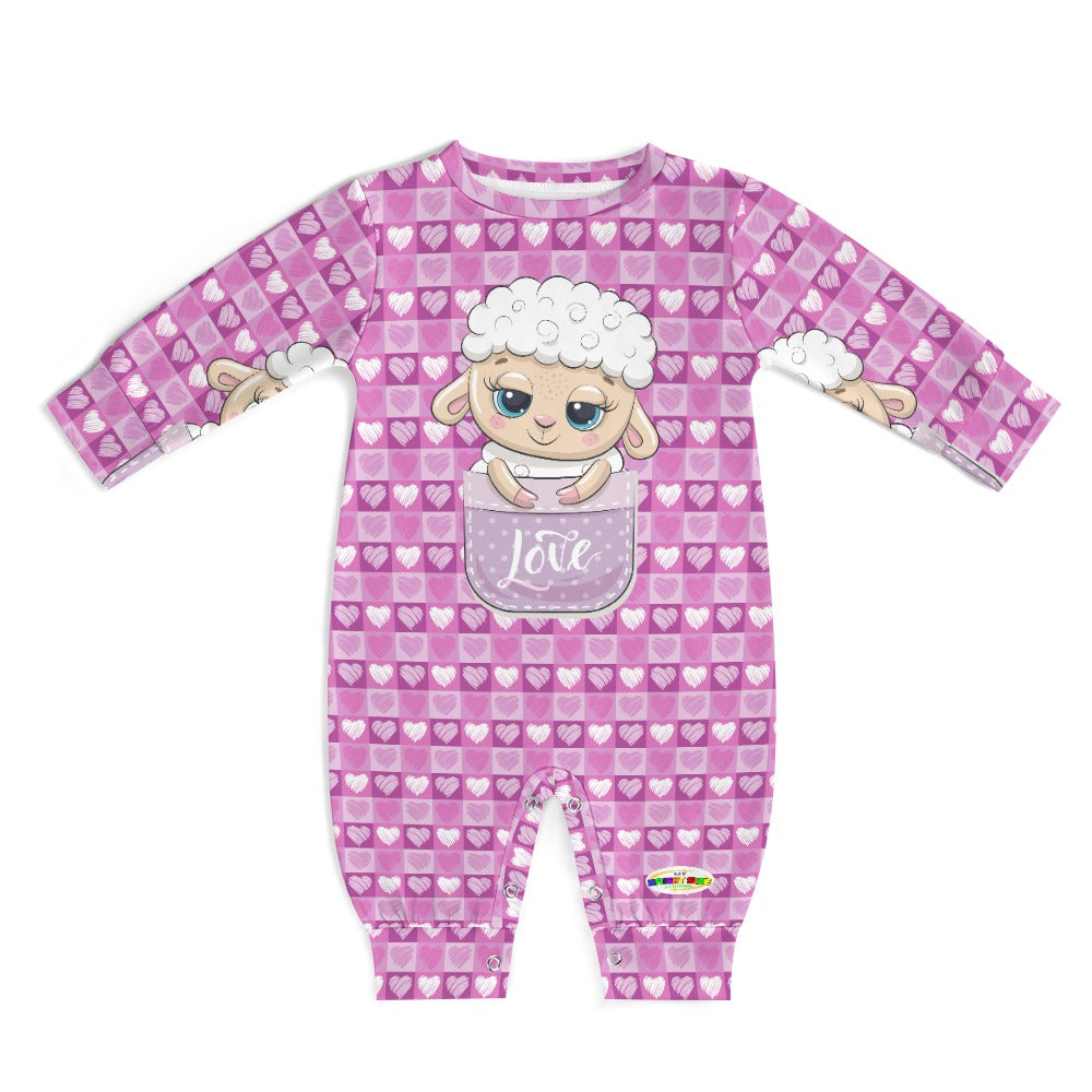 Cute Heart Pattern Love Baby Lamb Pocket Friend Baby Romper-My Bright Side Clothing