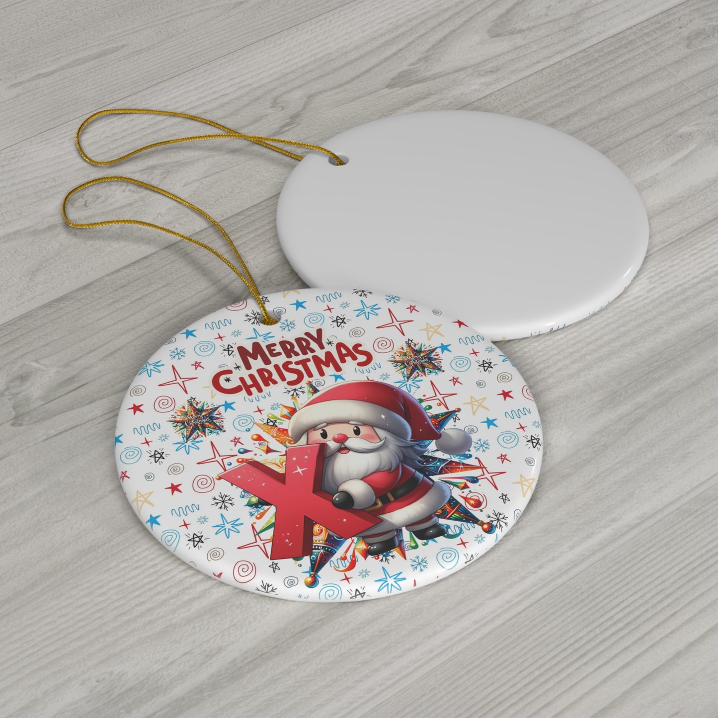 Letter X Cute Christmas Santa ceramic ornament(A-Z Collection)-My Bright Side Clothing