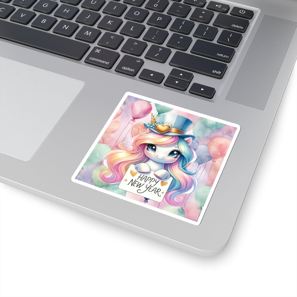 Happy New Year Pastel Unicorn Kiss-Cut Sticker-My Bright Side Clothing