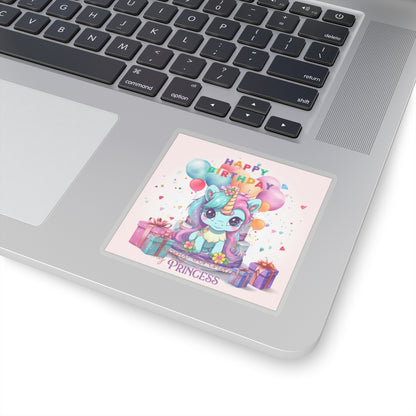 Cute Happy Birthday Pastel Unicorn Kiss-Cut Sticker--My Bright Side Clothing