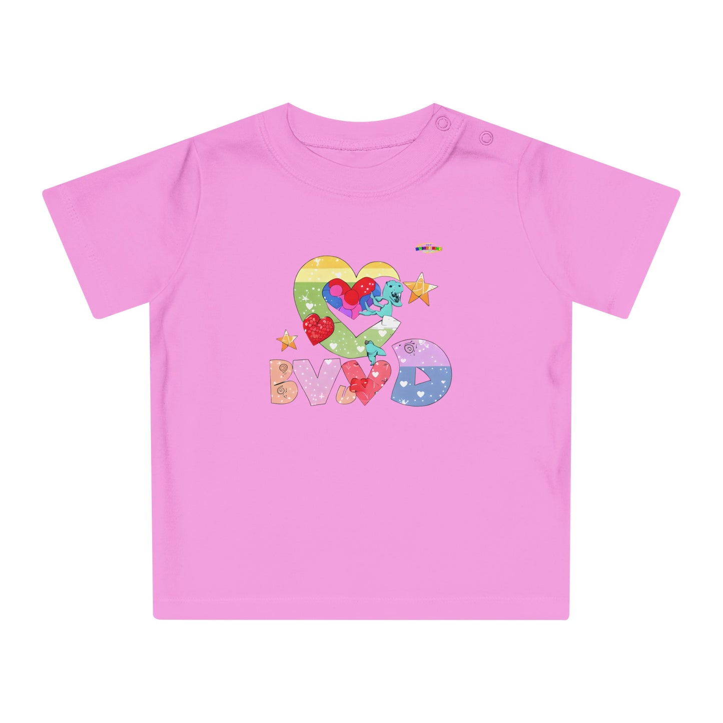 Cute Roaring Love Dino Graphic Baby T-Shirt-mybrigtsideclothing.com