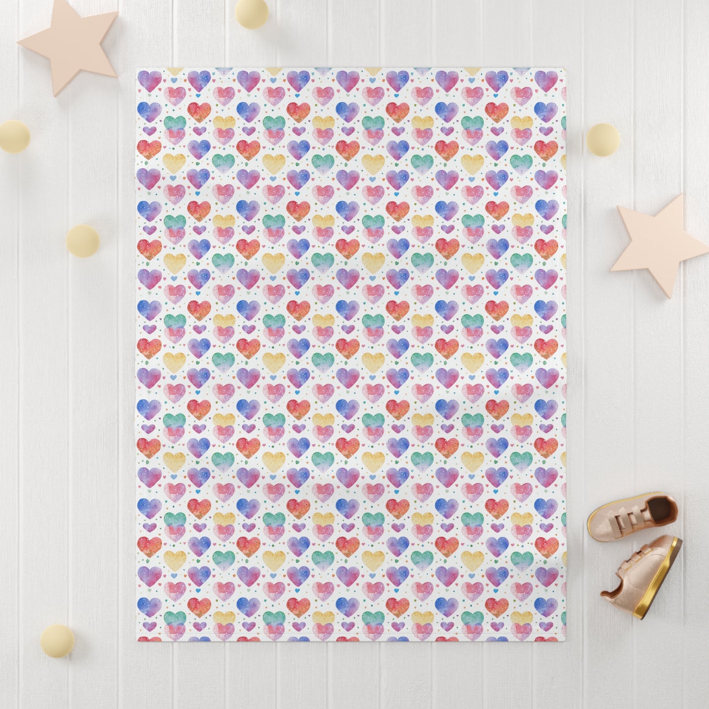 Watercolour Heart Pattern Soft Fleece Baby Blanket-My Bright Side Clothing