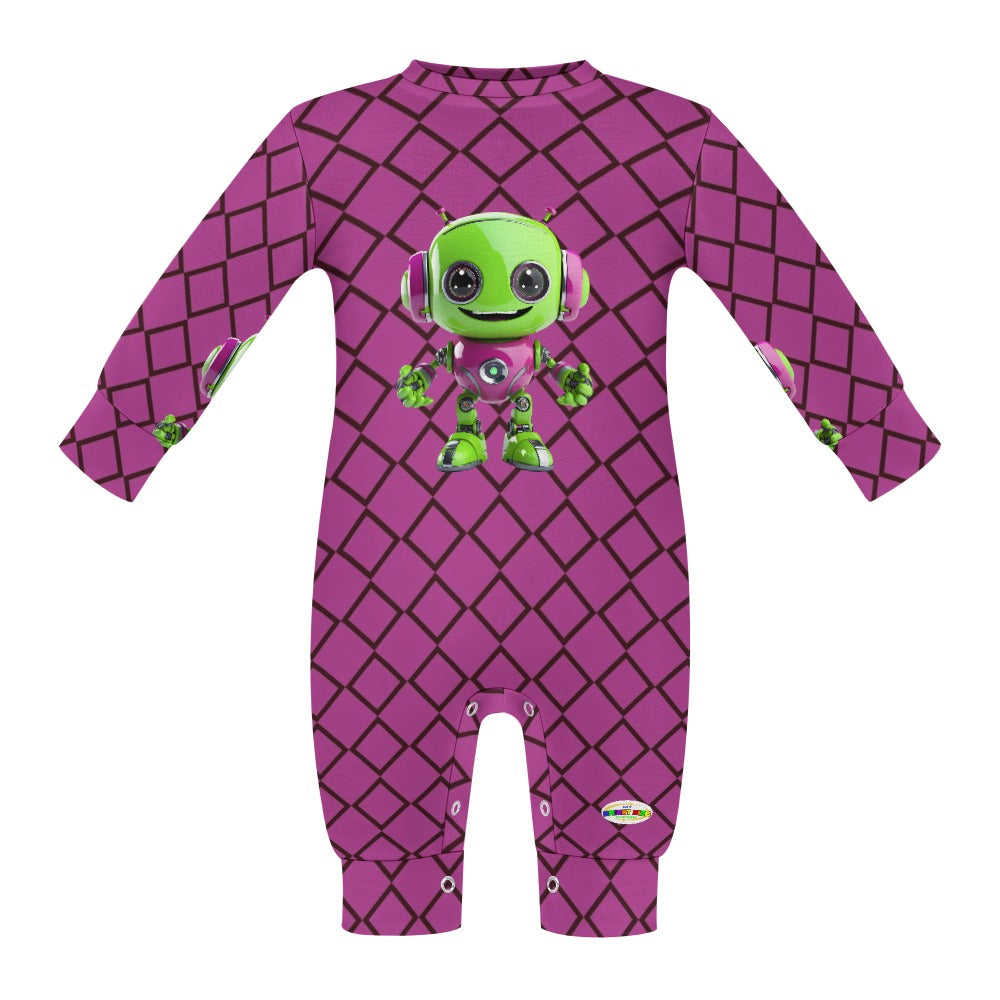 Cute Purple Robot Baby Romper-Cute Robot-My Bright Side Clothing