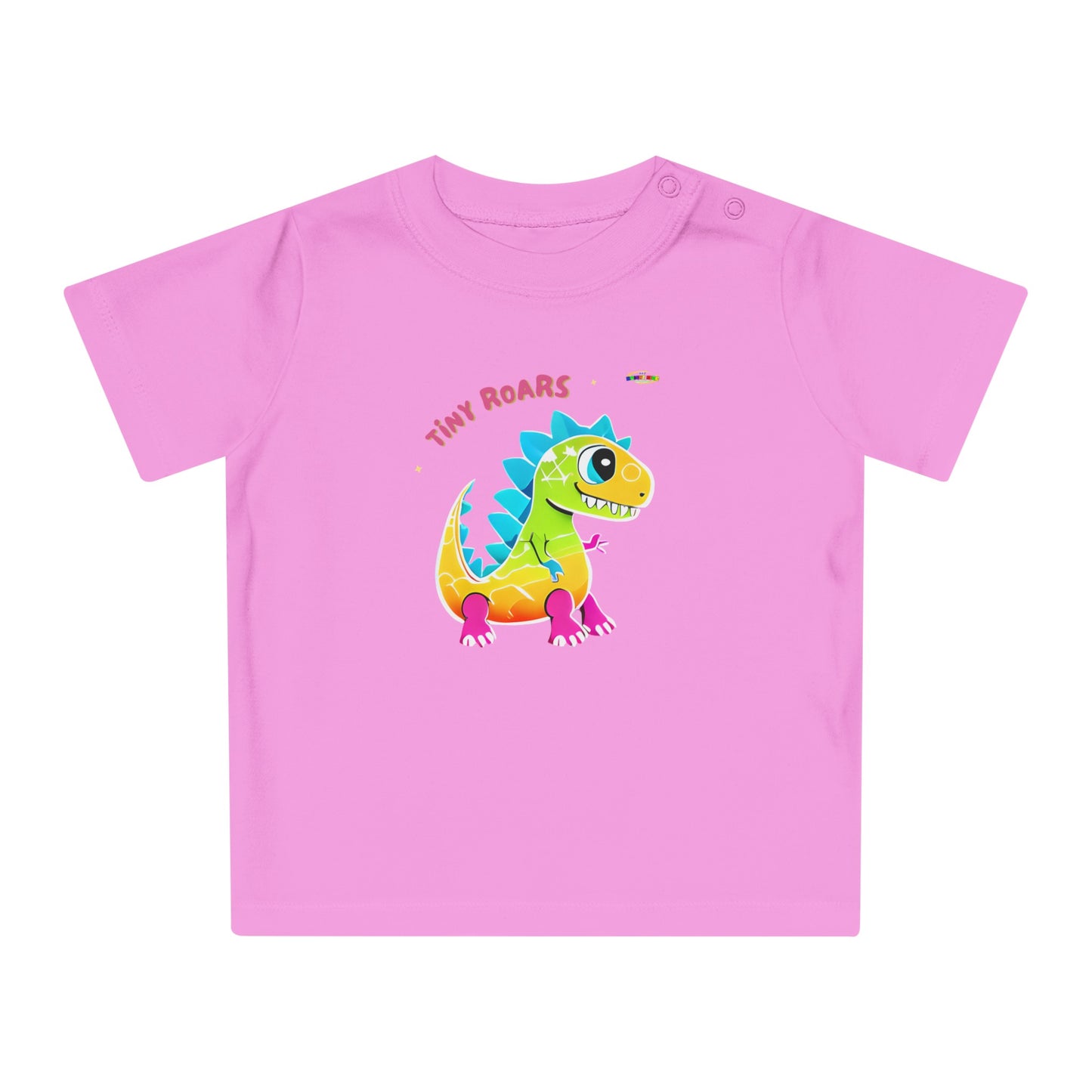 Cute Tiny Roars colourful baby dino  Logo Baby T-Shirt -MyBrightSideClothing