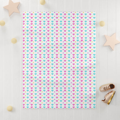 Cute Pastel Heart Pattern Soft Fleece Baby Blanket--My Bright Side Clothing