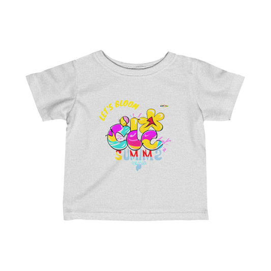 Cute Lets Bloom Summer Flower Graphic Infant Fine Jersey Tee-My Bright Side Clothing