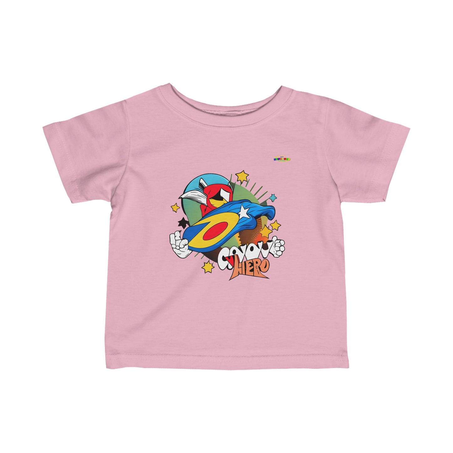 Cute Groovy Super Hero Logo Infant Fine Jersey Tee-MyBrightSideClothing