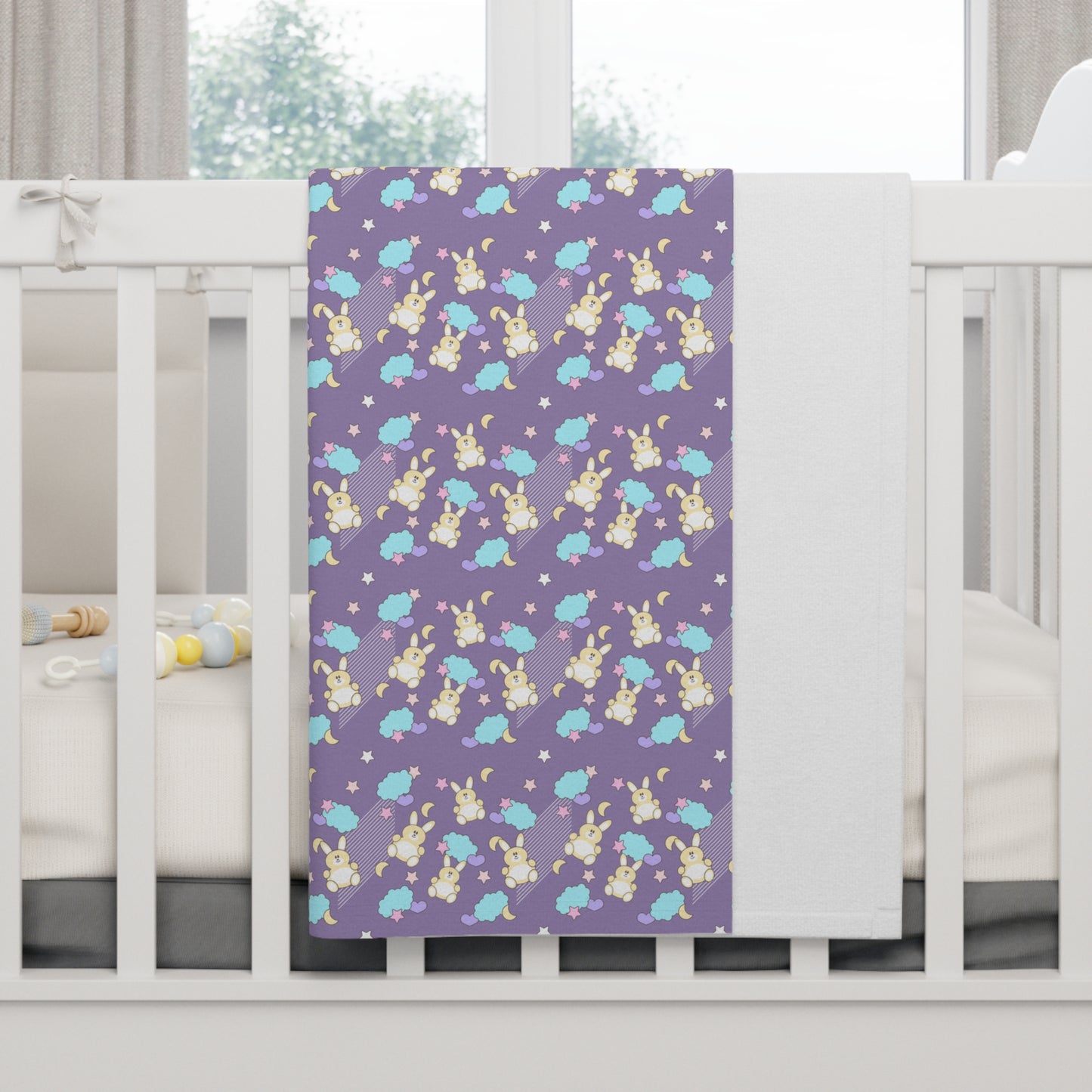 Cute Purple Pastel Baby Bunnies Pattern Soft Fleece Baby Blanket--My Bright Side Clothing