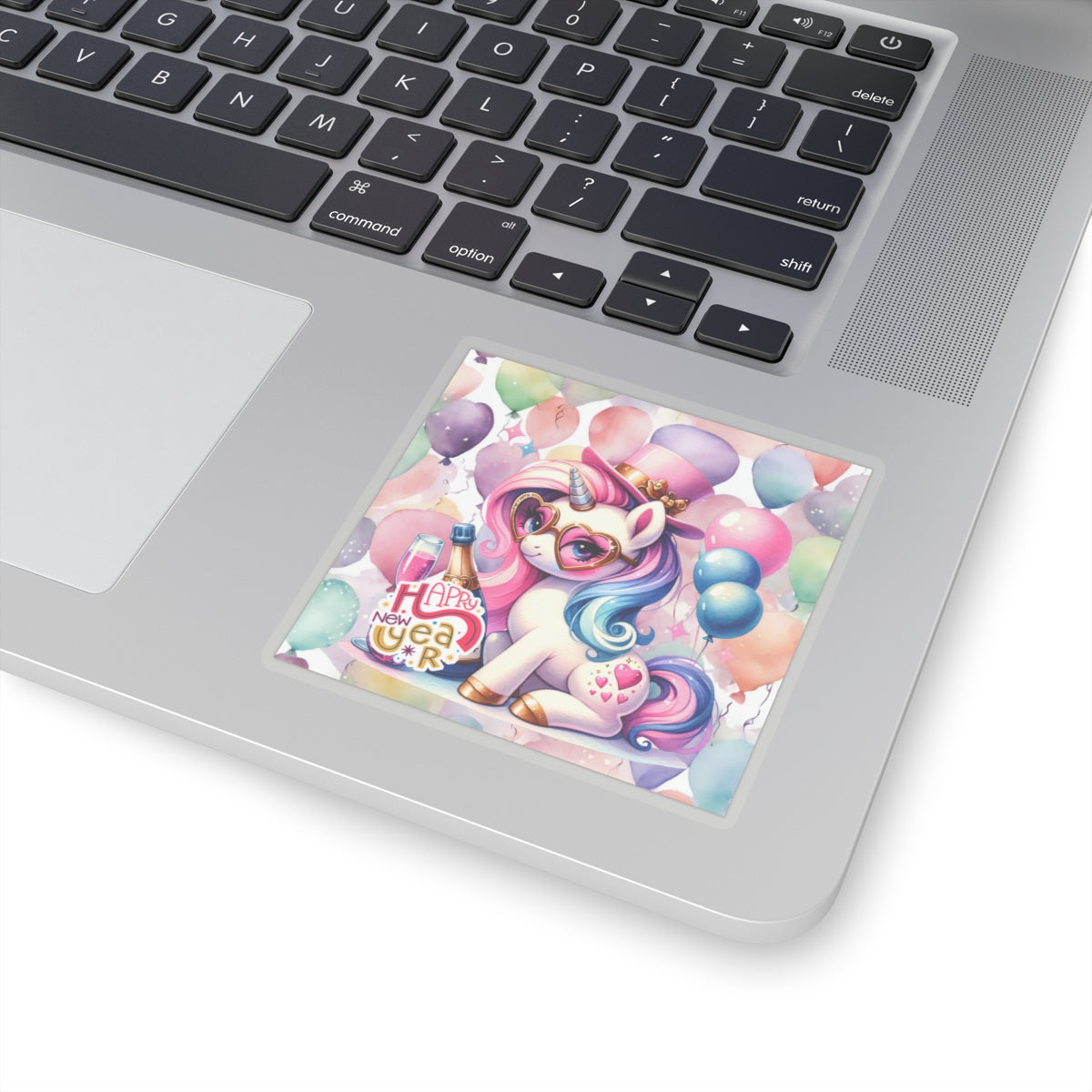 Happy New Year Pastel Unicorn Kiss-Cut Sticker-My Bright Side Clothing