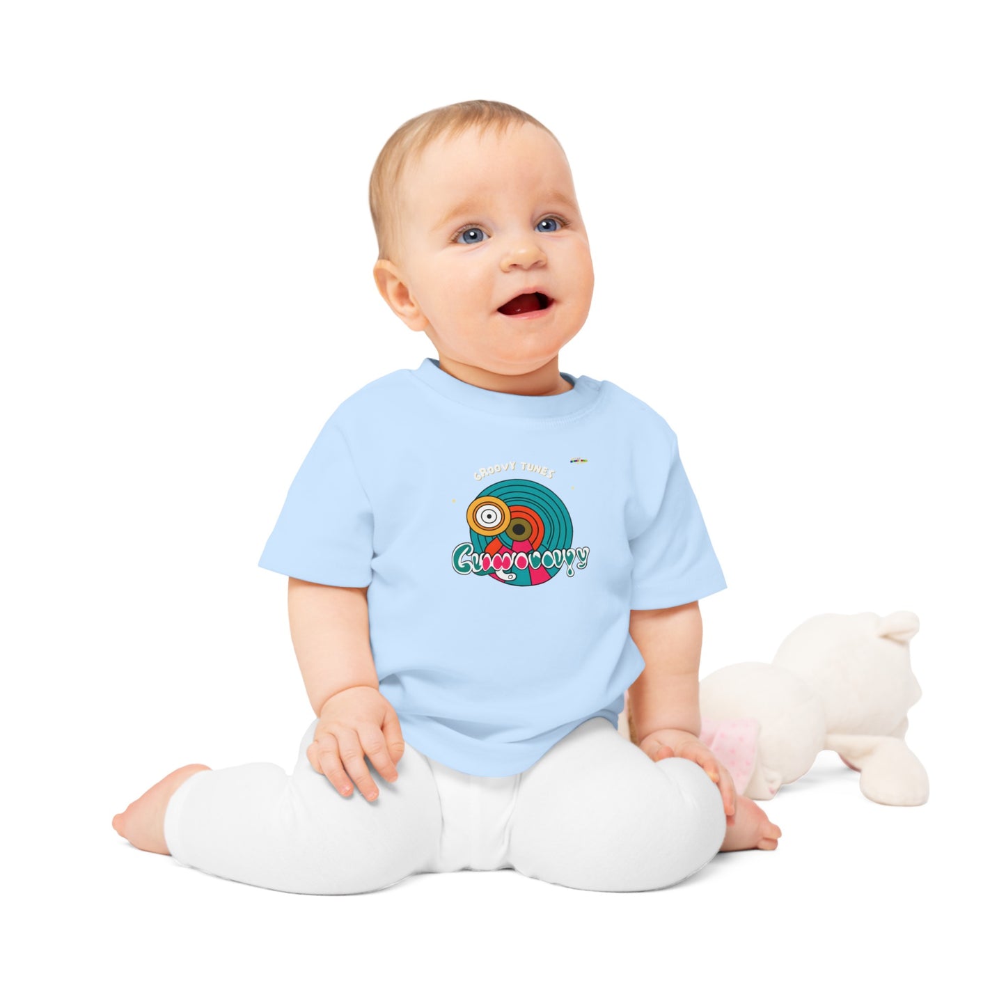 Cute Groovy Tunes Retro record Logo Baby T-Shirt -MyBrightSideClothing