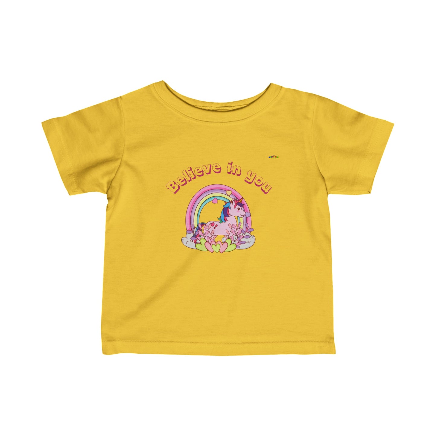 Cute Believe in you Rainbow Unicorn Logo Infant Fine Jersey Tee-My Bright Side Clothing