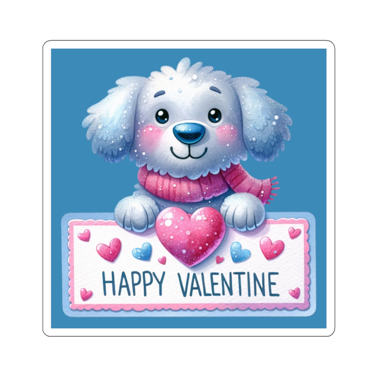 Cute and Sweet Happy Valentines Puppy-Kiss-Cut Sticker-My Bright Side Clothing