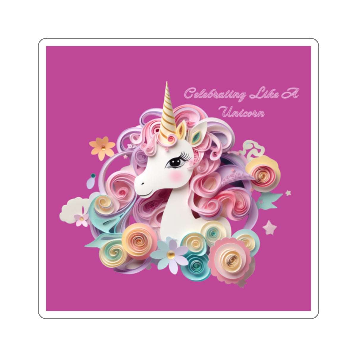 Cute Birthday Unicorn Kiss-Cut Sticker-My Bright Side Clothing