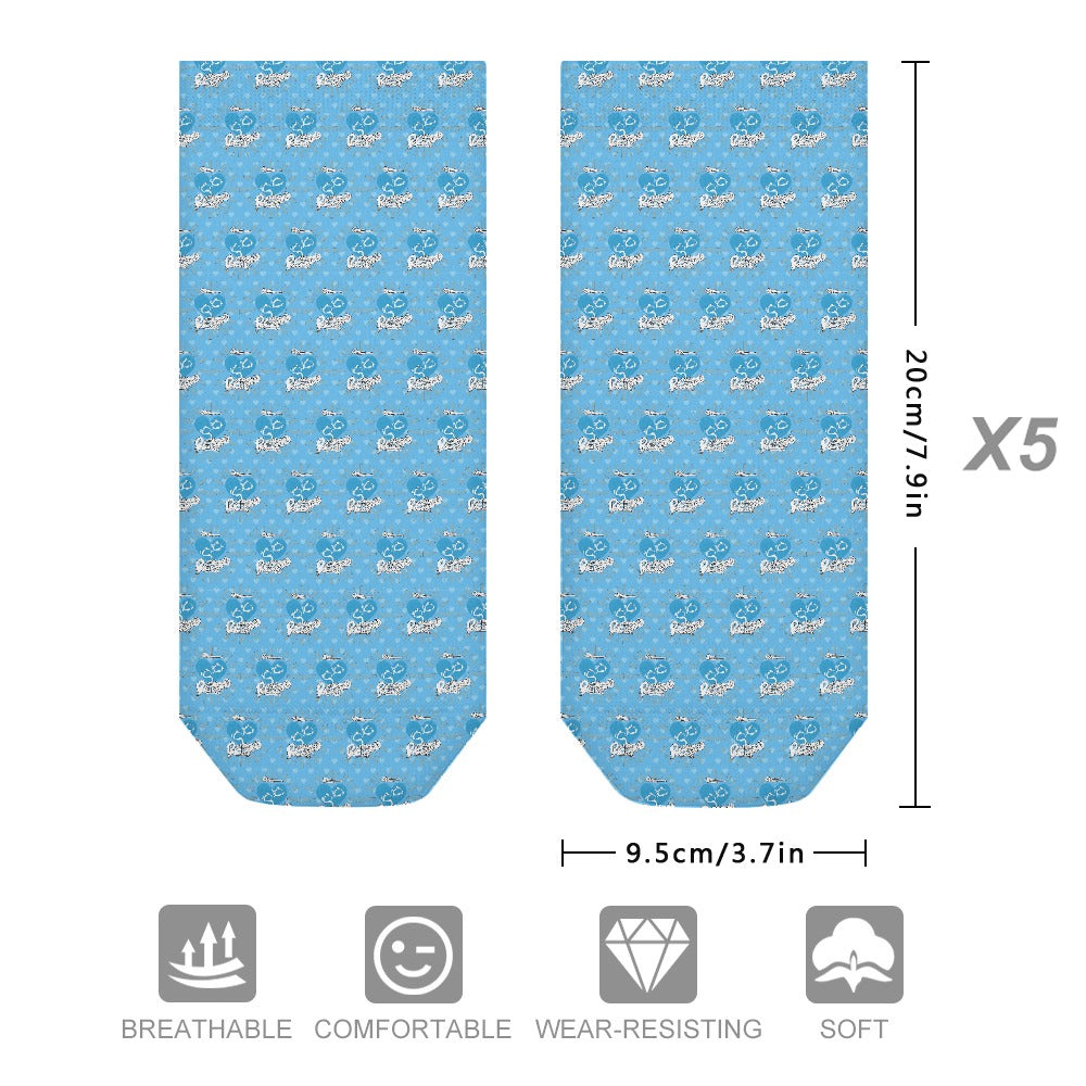 Blue Shining Love Pattern Children's Comfortable Socks -5 Pairs -MyBrightSideClothing