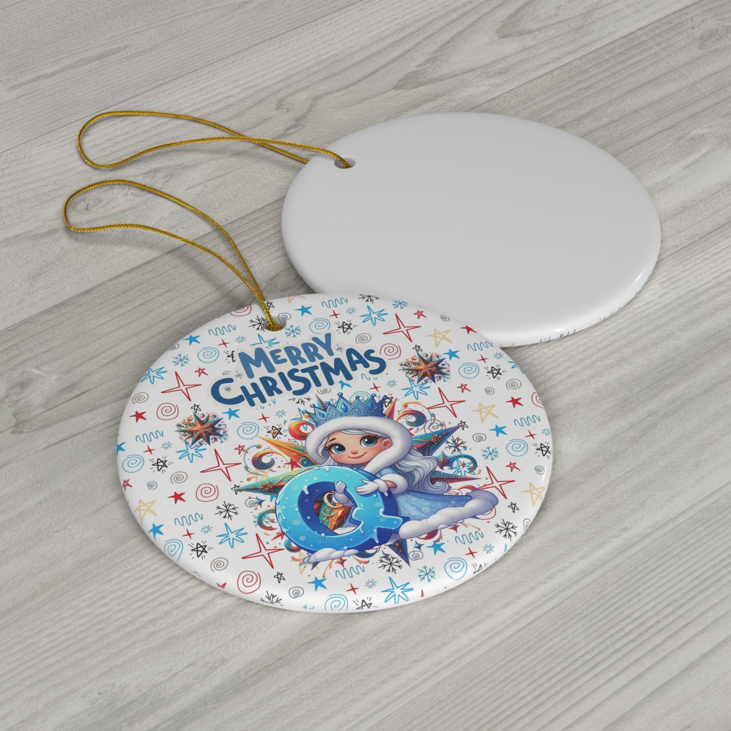 Letter Q Cute Christmas Ice Princess ceramic ornament(A-Z Collection)-My Bright Side Clothing