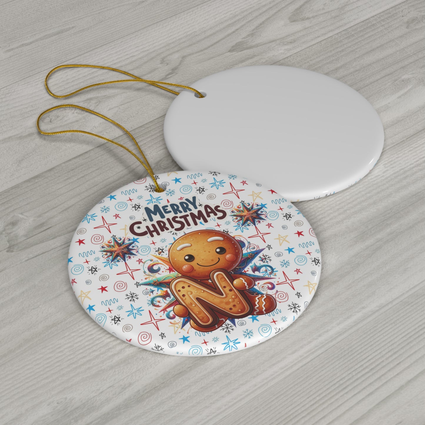 Letter N Cute Christmas Ginger Bread ceramic ornament(A-Z Collection)-My Bright Side Clothing