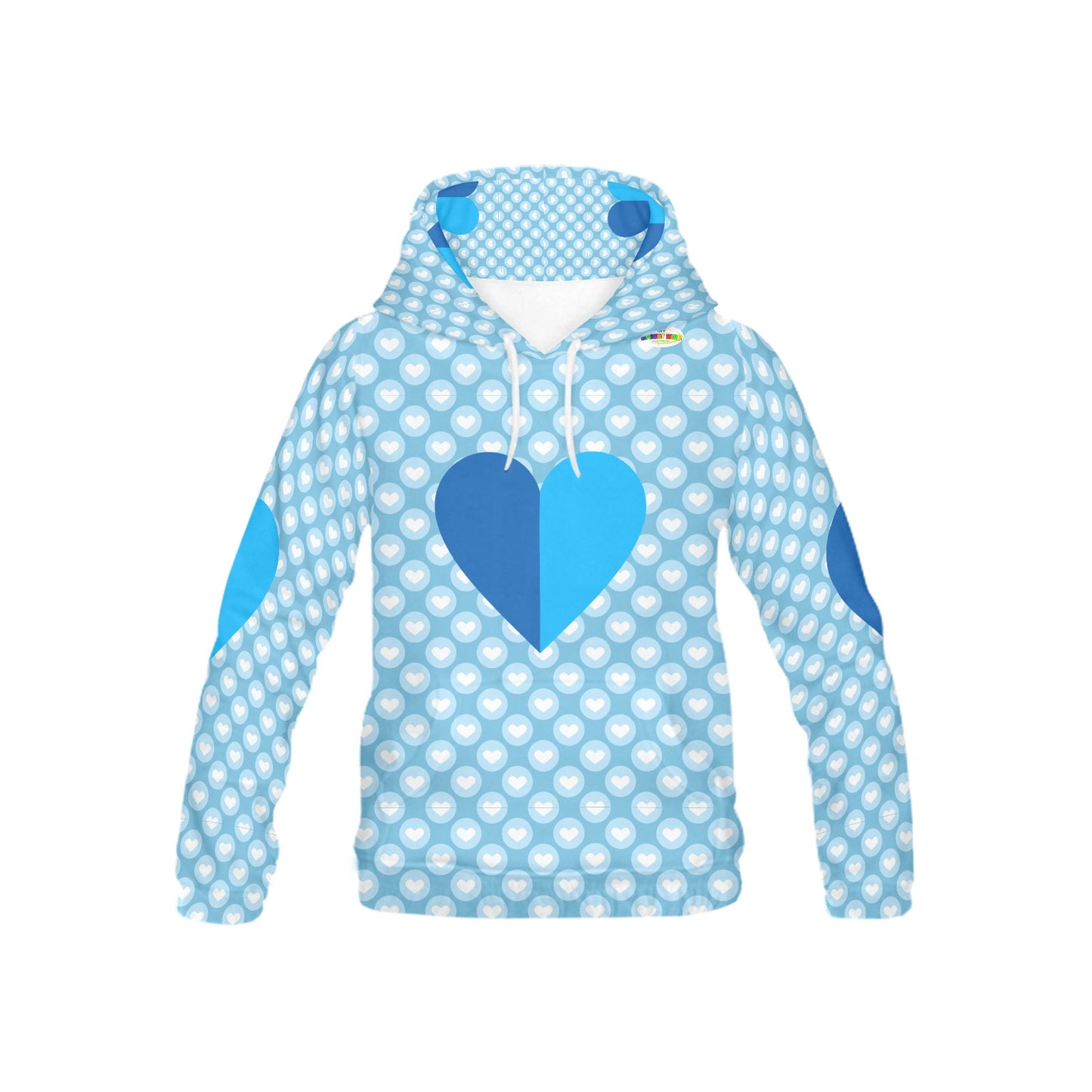 Beautiful Blue Heart Pattern Children's Hoodie-My Bright Side Clothing