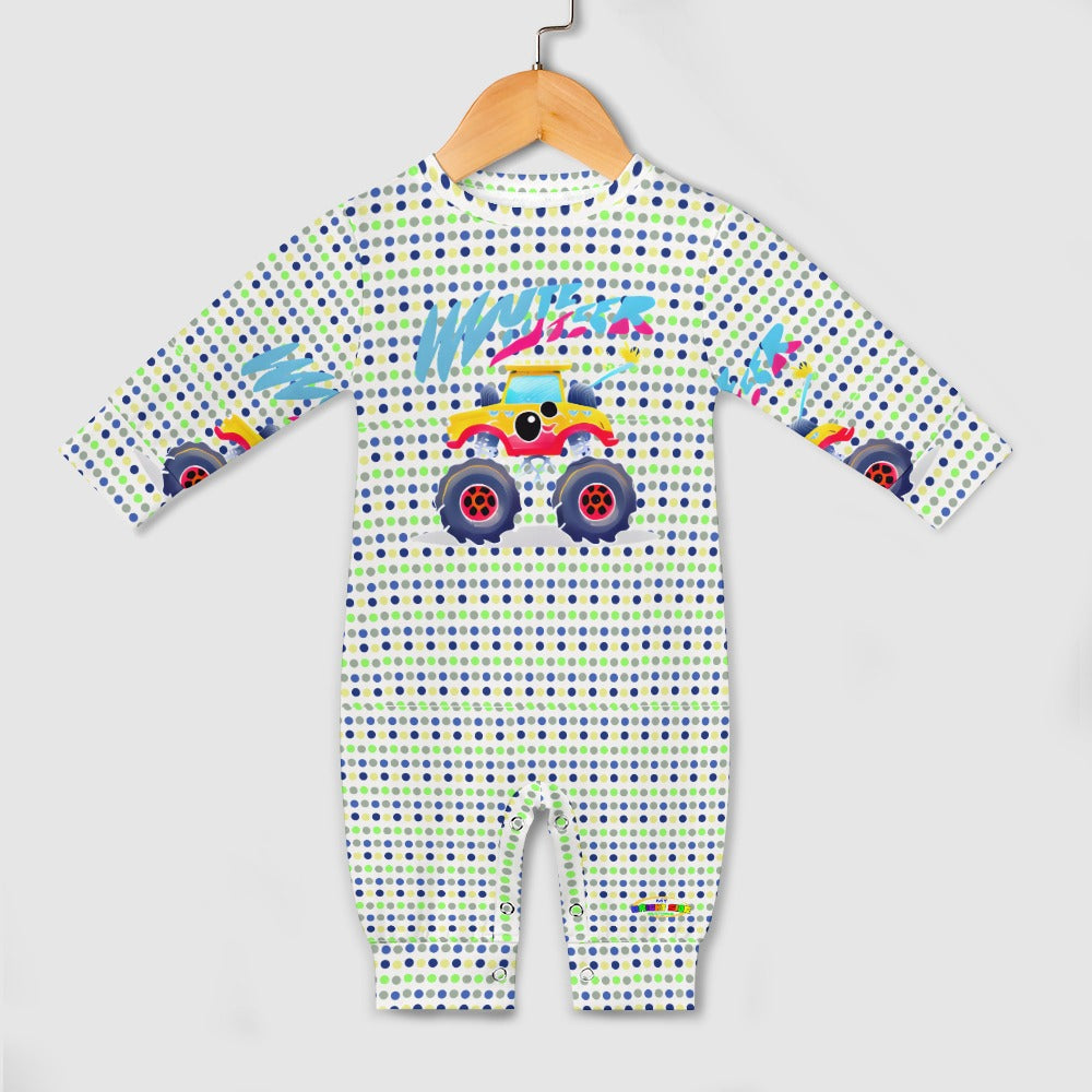 Little Monster Truck Graphic Baby Romper-My Bright Side Clothing