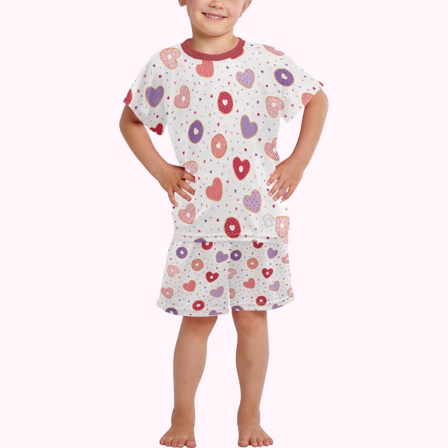 Toddler Girls Short Pajama Set Hearts & Hugs