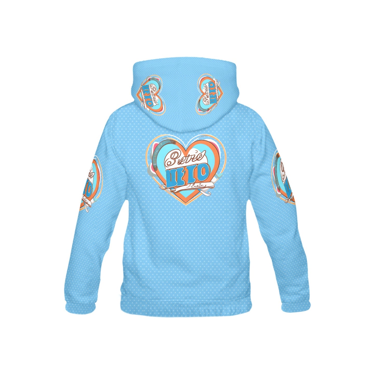 Blue Sweet Life Heart Pattern and Graphic Children's Hoodie-My Bright Side Clothing