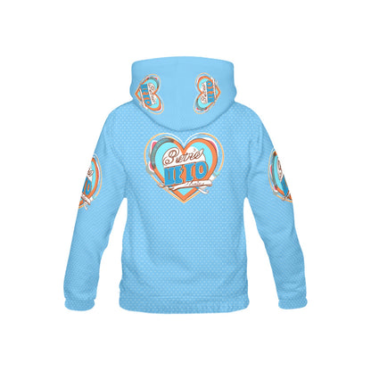 Blue Sweet Life Heart Pattern and Graphic Children's Hoodie-My Bright Side Clothing