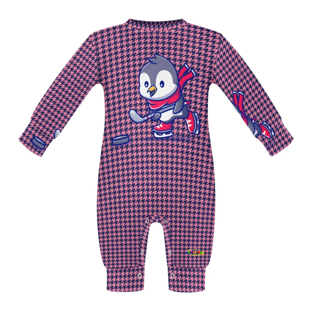 Cute Hockey Penguin Player Baby Romper-My Bright Side Clothing