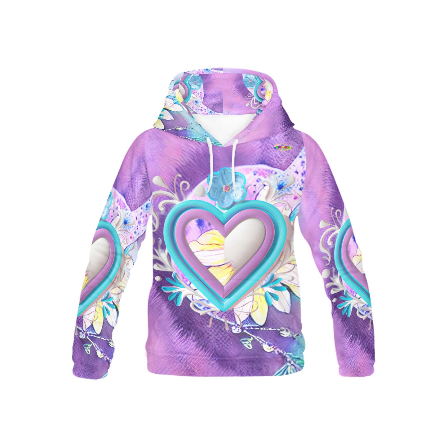 Beautiful Pastel Heart Flower Pattern Children's Hoodie-My Bright Side Clothing