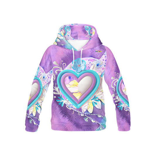 Beautiful Pastel Heart Flower Pattern Children's Hoodie-My Bright Side Clothing