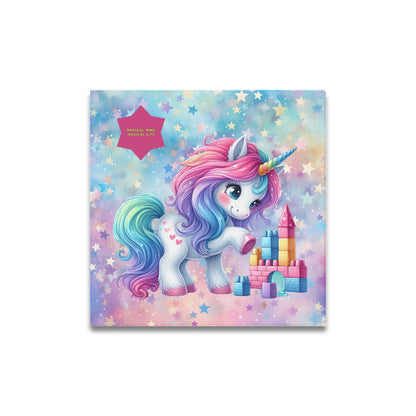 Magical Mind Magical Life Cute colourful Rainbow Unicorn Building Blocks graphic Canvas Print 16"x16"-My Bight Side Clothing