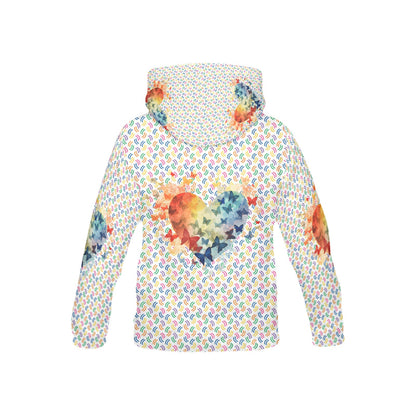 Beautiful Rainbow Butterfly Heart Pattern Children's Hoodie-My Bright Side Clothing