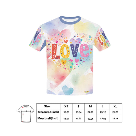 Beautiful Pastel Love and Compassion Message Pattern Children's T-shirt-My Bright Side Clothing