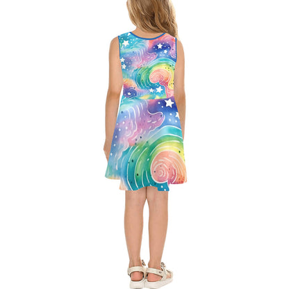 Beautiful Rainbow Pastel Swirls Children's Sleeveless Sundress  -My Bright Side Clothing