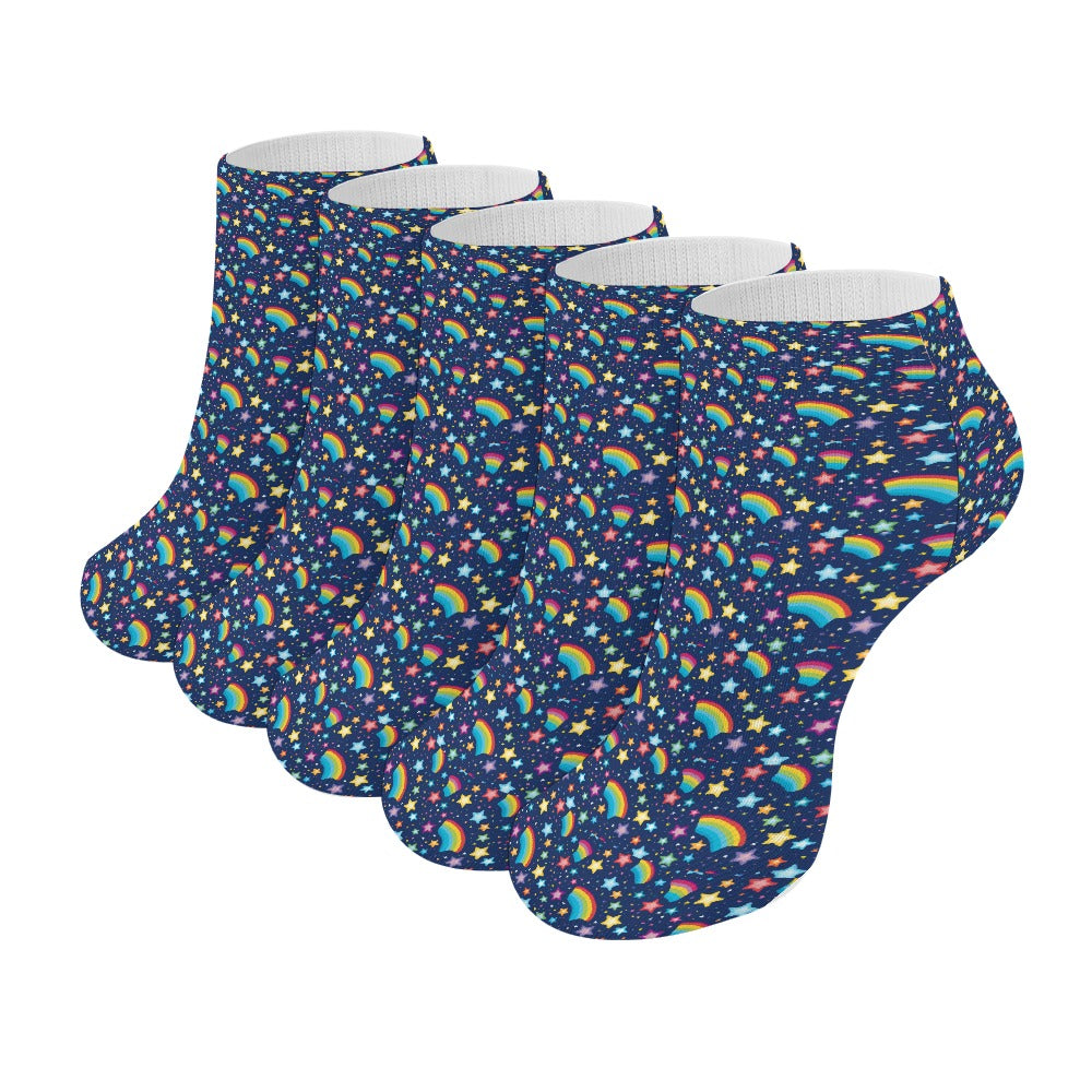 Navy Blue Rainbow Pattern Children's Comfortable Socks -5 Pairs -MyBrightSideClothing