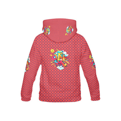 Red Fun Alphabet Graffiti Pattern Children's Hoodie-My Bright Side Clothing