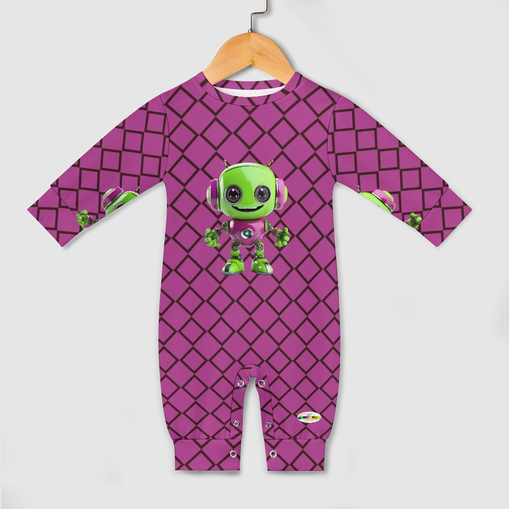 Cute Purple Robot Baby Romper-Cute Robot-My Bright Side Clothing