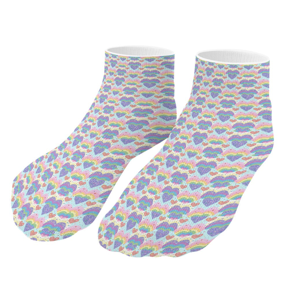 Pastel Rainbow heart Pattern Children's Comfortable Socks -5 Pairs -MyBrightSideClothing