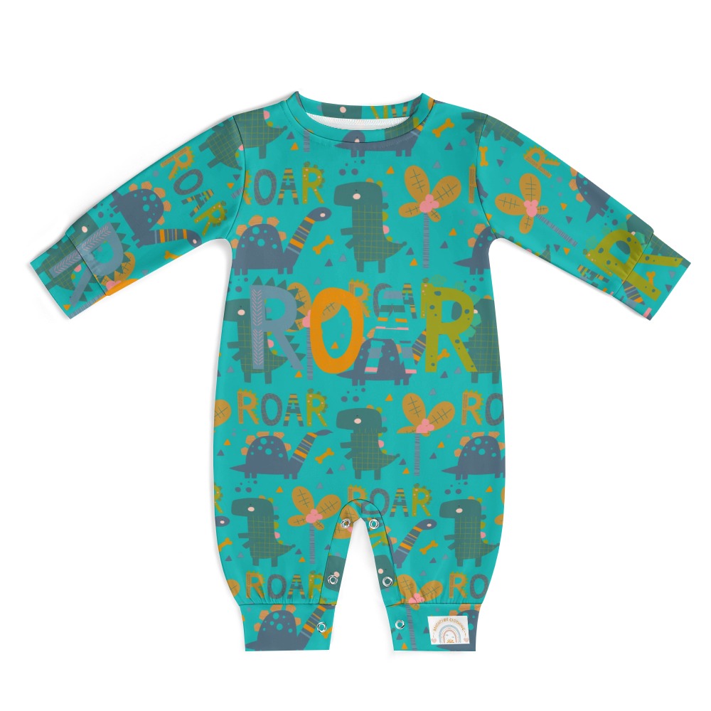 Cute Green Dinosaur Roar Baby Romper - Brightside Clothing