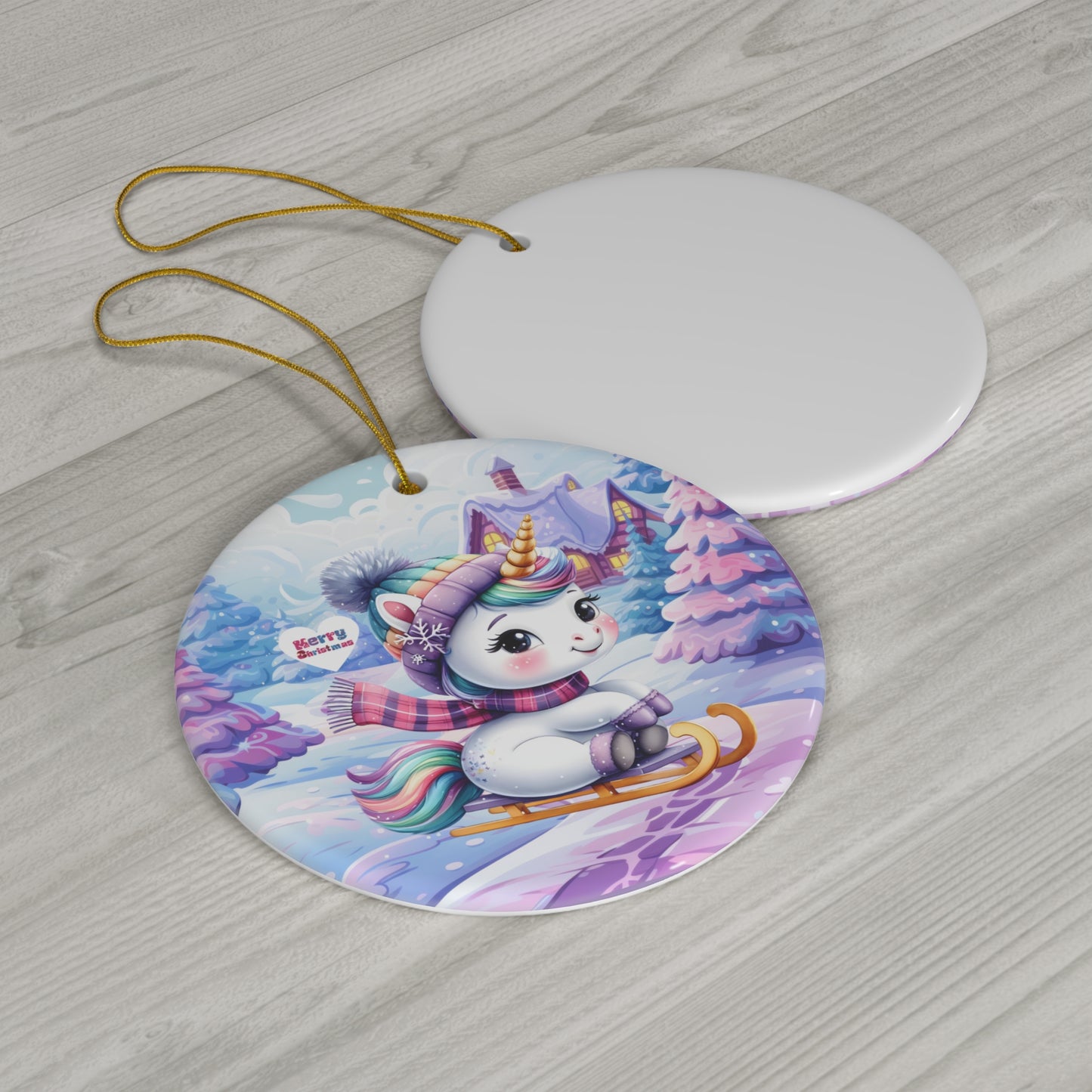 Cute Pastel Baby Unicorn Christmas Ceramic Ornament--My Bright Side Clothing