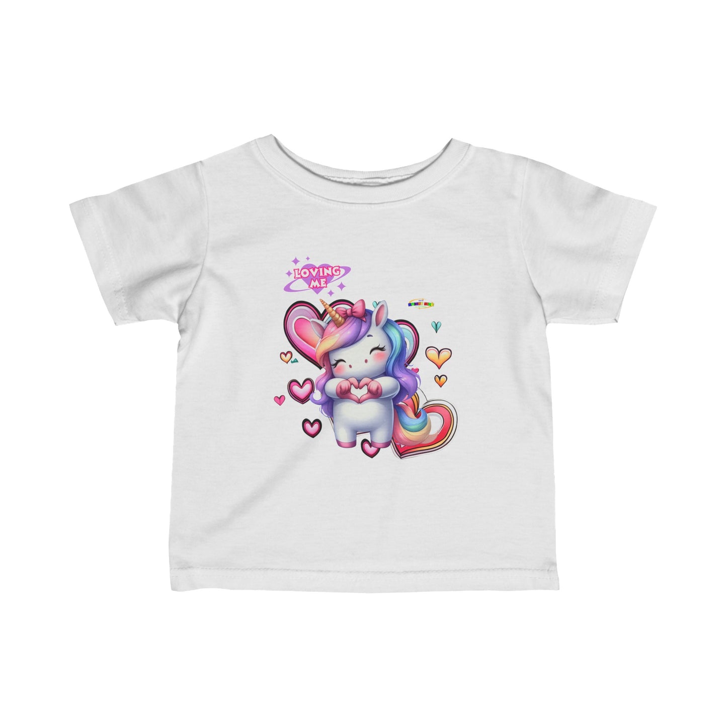 Cute Loving me Loving You Heart Unicorn  Infant Fine Jersey Tee-My Bright Side Clothing