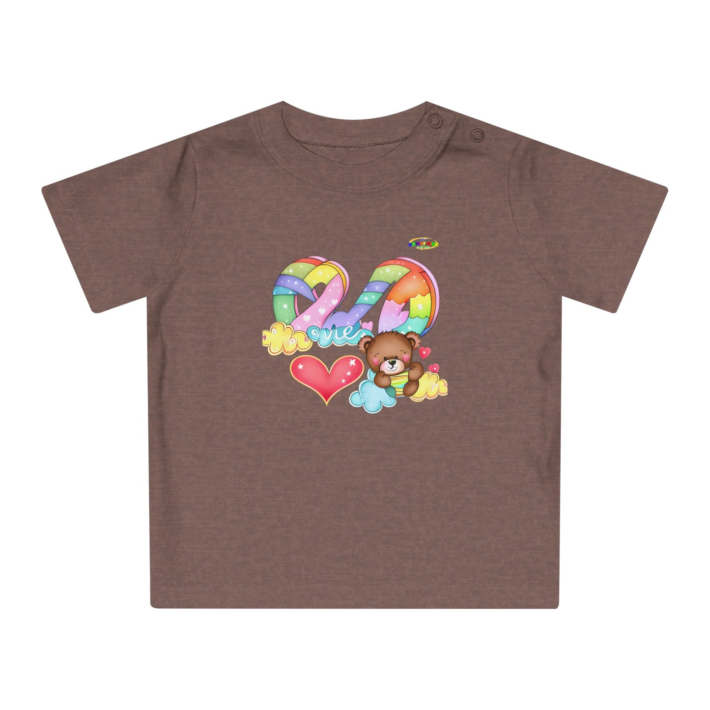 Cute Rainbow Heart Teddy Bear Graphic Baby T-Shirt-mybrightsideclothing.com