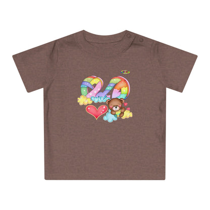 Cute Rainbow Heart Teddy Bear Graphic Baby T-Shirt-mybrightsideclothing.com