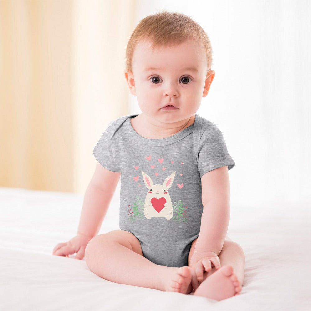 Cute Bunny & Hearts Short -Sleeve Baby's Bodysuit - My Bright side Clothing