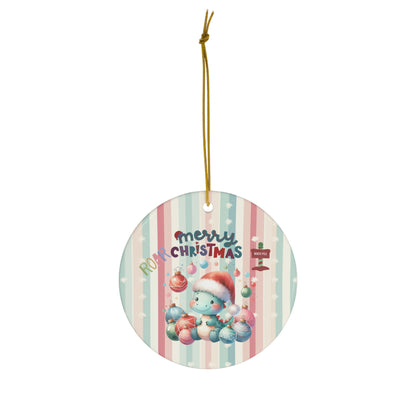 Cute Pastel Baby Dino Christmas Ceramic Ornament --My Bright Side Clothing